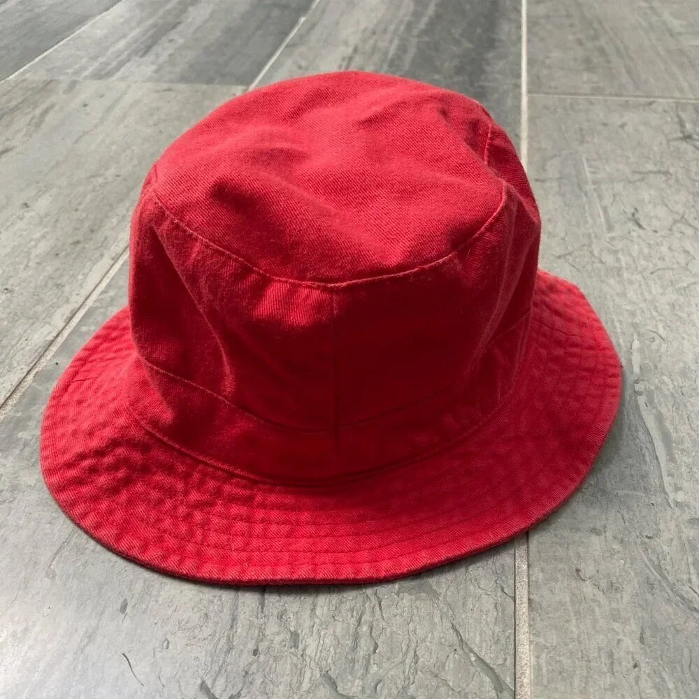 Baby Gap Cotton Bucket Sun Hat with Rose Detail – Red/Pink, Size 12–18 Months